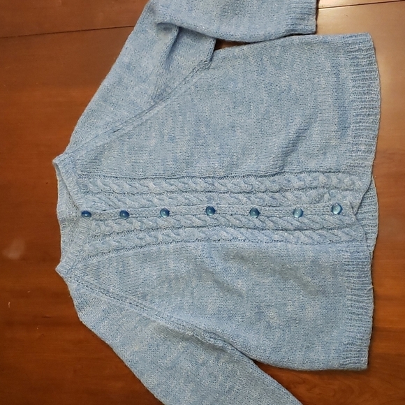 Hand Crafted Sweaters - Vintage Hand Knitted Sweater Cardigan Wool Acrylic Blend L VGUC